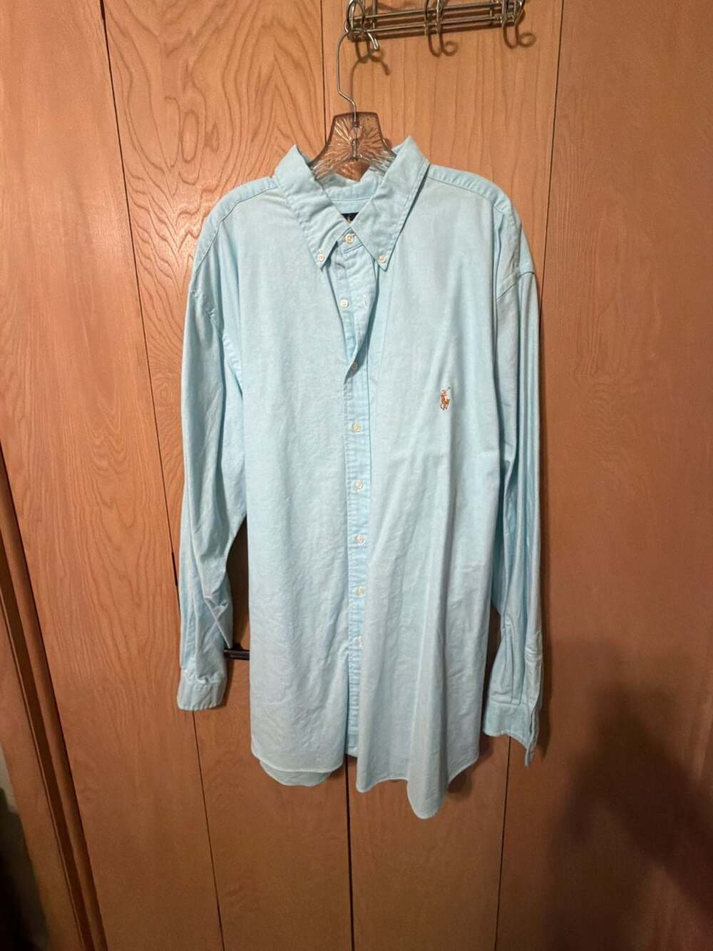 Polo Ralph Lauren Stretch Oxford Long Sleeve Button Down Shirt Light Blue 3XLT T
